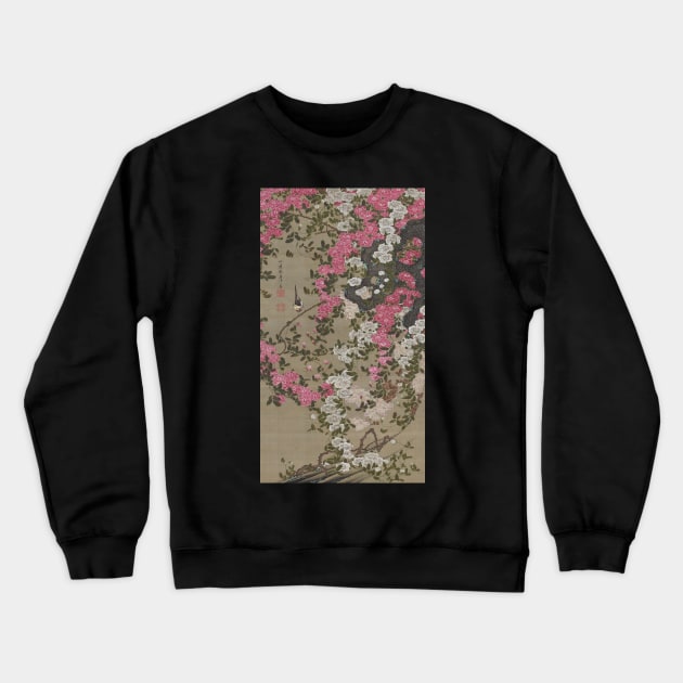 Ito Jakuchu: Roses and Small Bird (Bara Shokin-zu) Crewneck Sweatshirt by topower